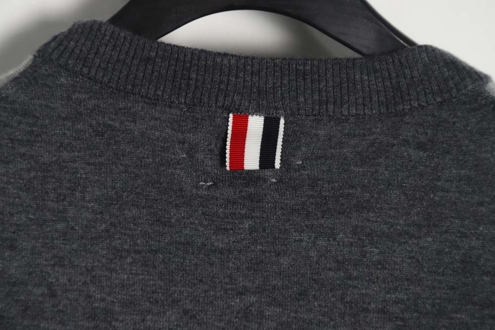 THOM BROWNE TB 23FW fine wool crew neck sweater (off-white)