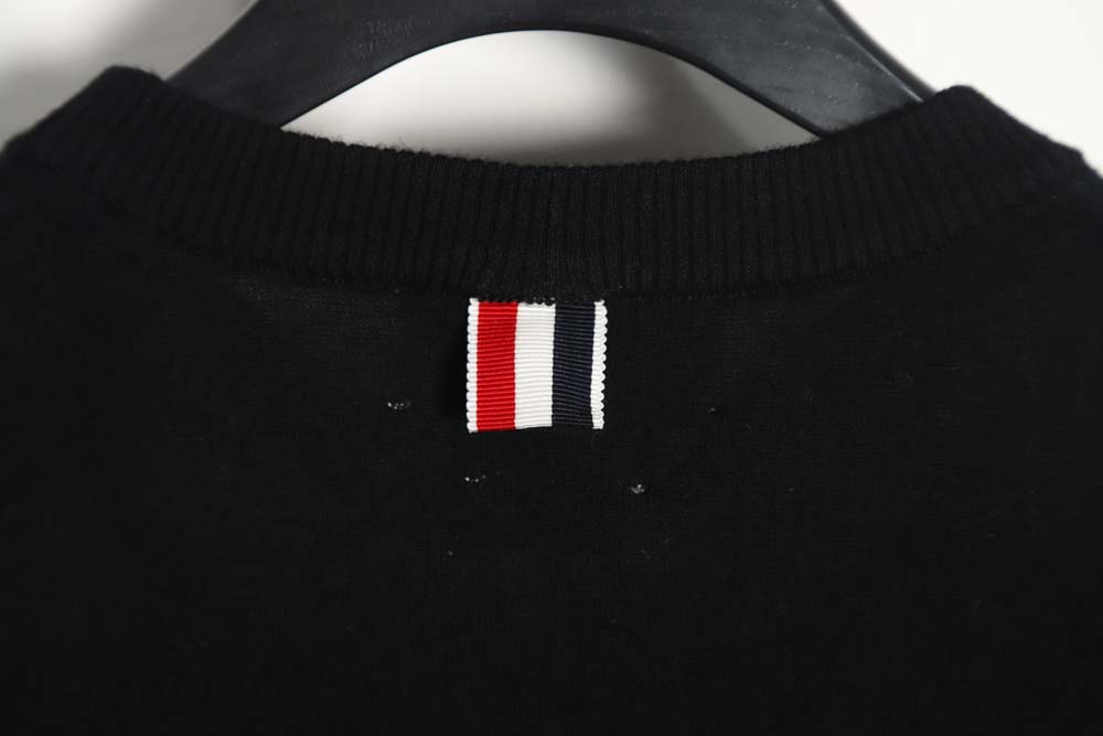 THOM BROWNE TB 23FW fine wool crew neck sweater (black)