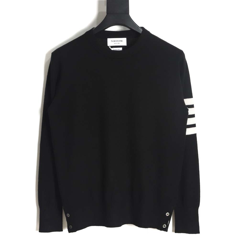 THOM BROWNE TB 23FW fine wool crew neck sweater (black)