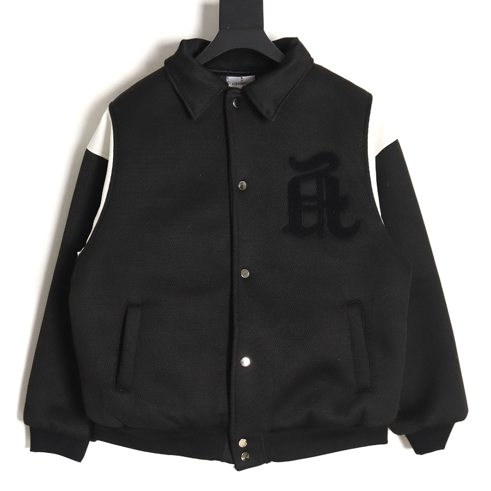 Askyurself scroll embroidered panel baseball jacket