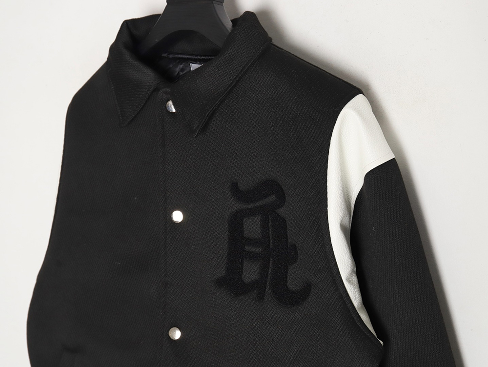 Askyurself scroll embroidered panel baseball jacket