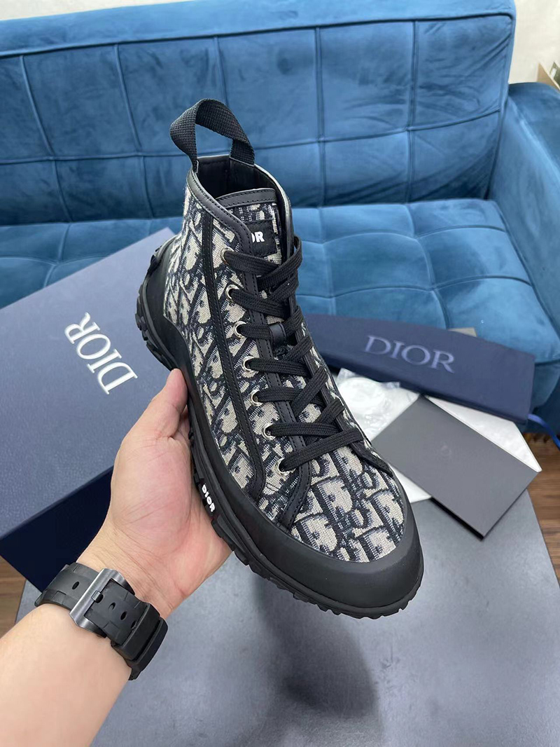 D*orizon ankle boot beige and black D*or oblique jacquard and black rubber