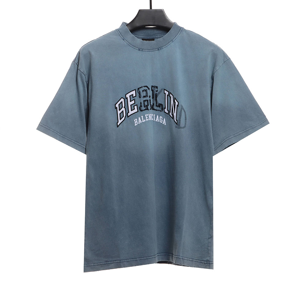 Ba*len*cia*ga blue patch gradient washed short sleeves