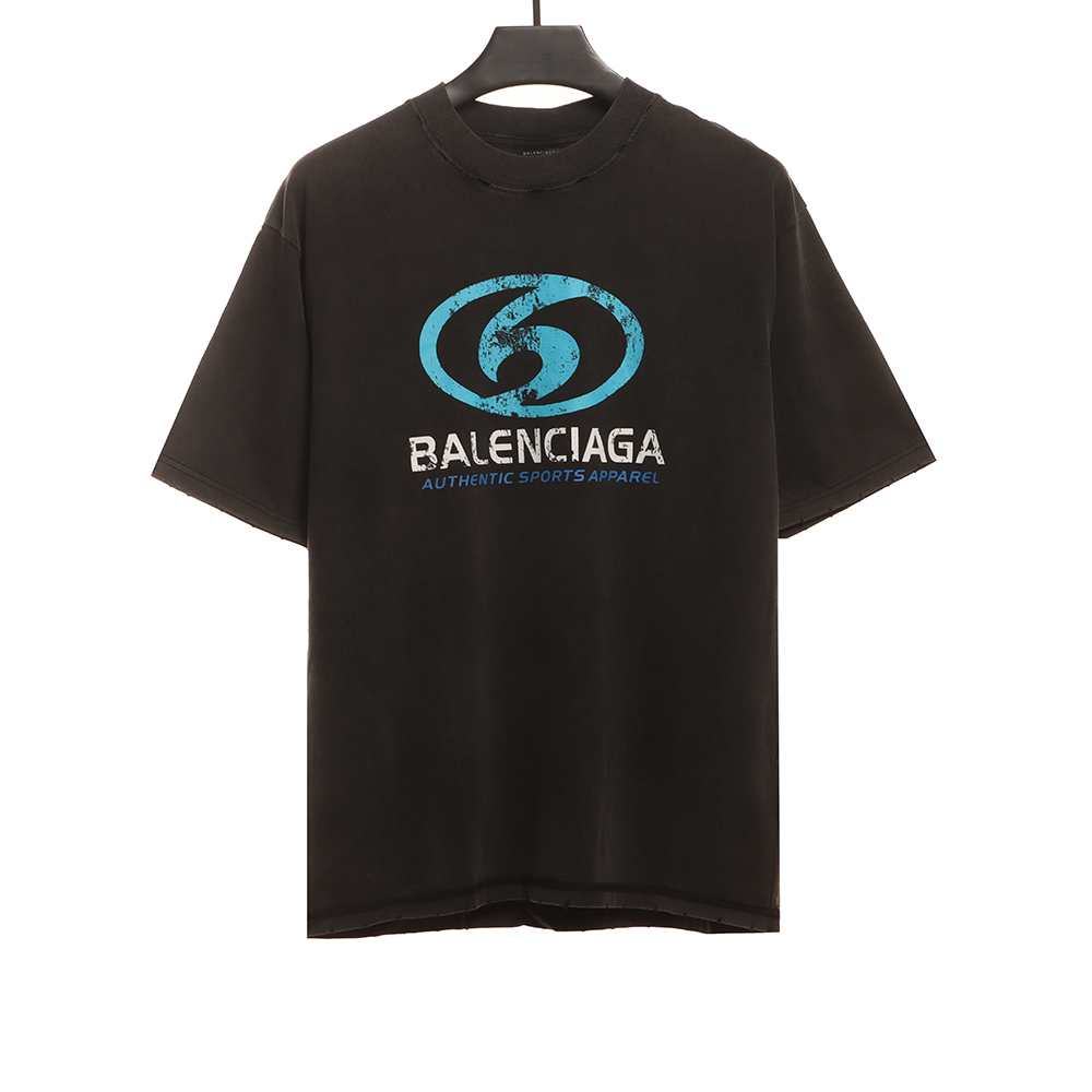 Ba*len*cia*ga distressed washed front and back surf print short sleeves