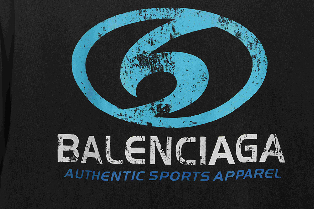 Ba*len*cia*ga distressed washed front and back surf print short sleeves