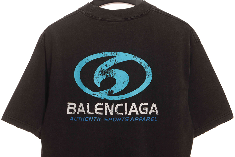 Ba*len*cia*ga distressed washed front and back surf print short sleeves