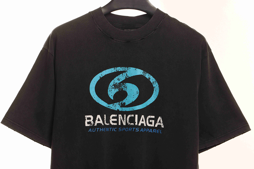 Ba*len*cia*ga distressed washed front and back surf print short sleeves