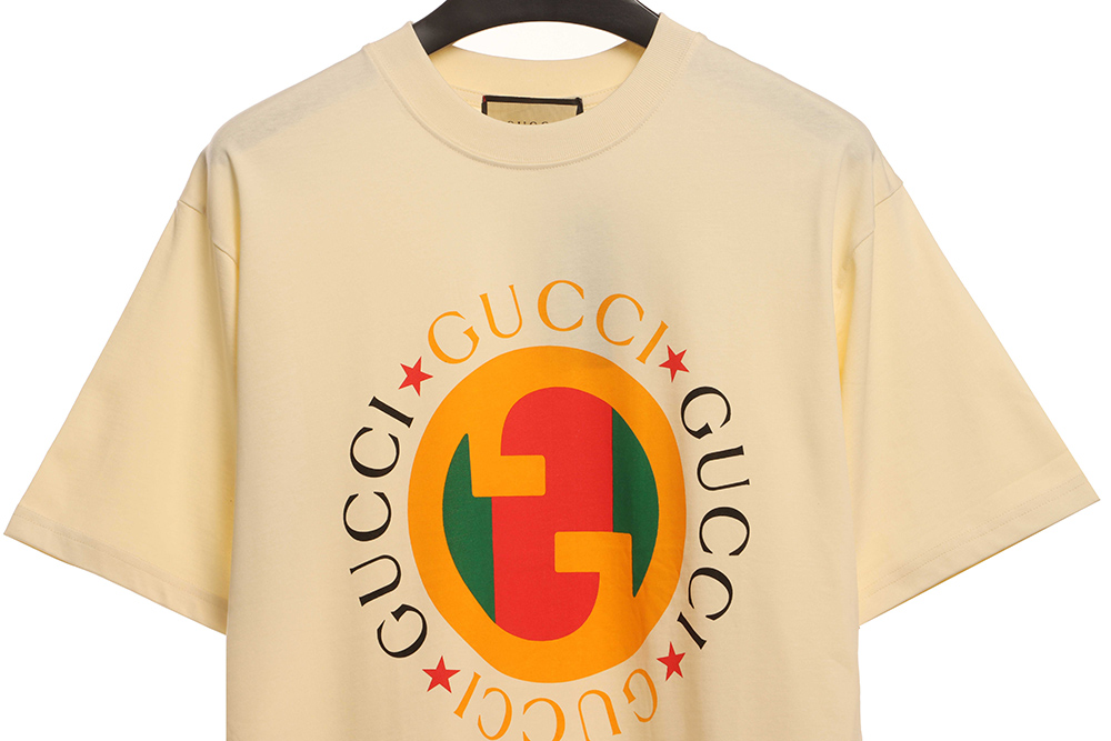G*u*i double g color block logo letter short sleeves