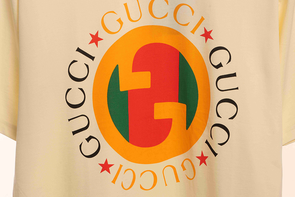 G*u*i double g color block logo letter short sleeves