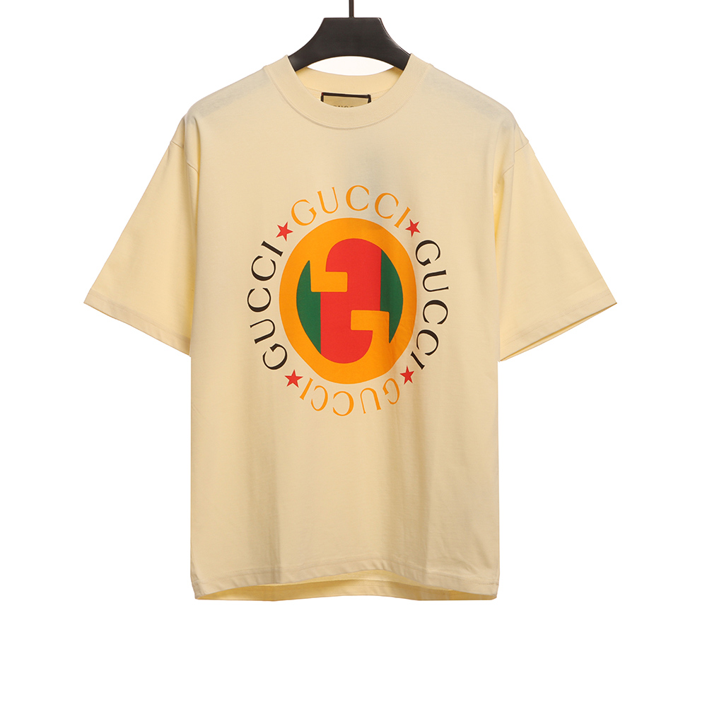 G*u*i double g color block logo letter short sleeves