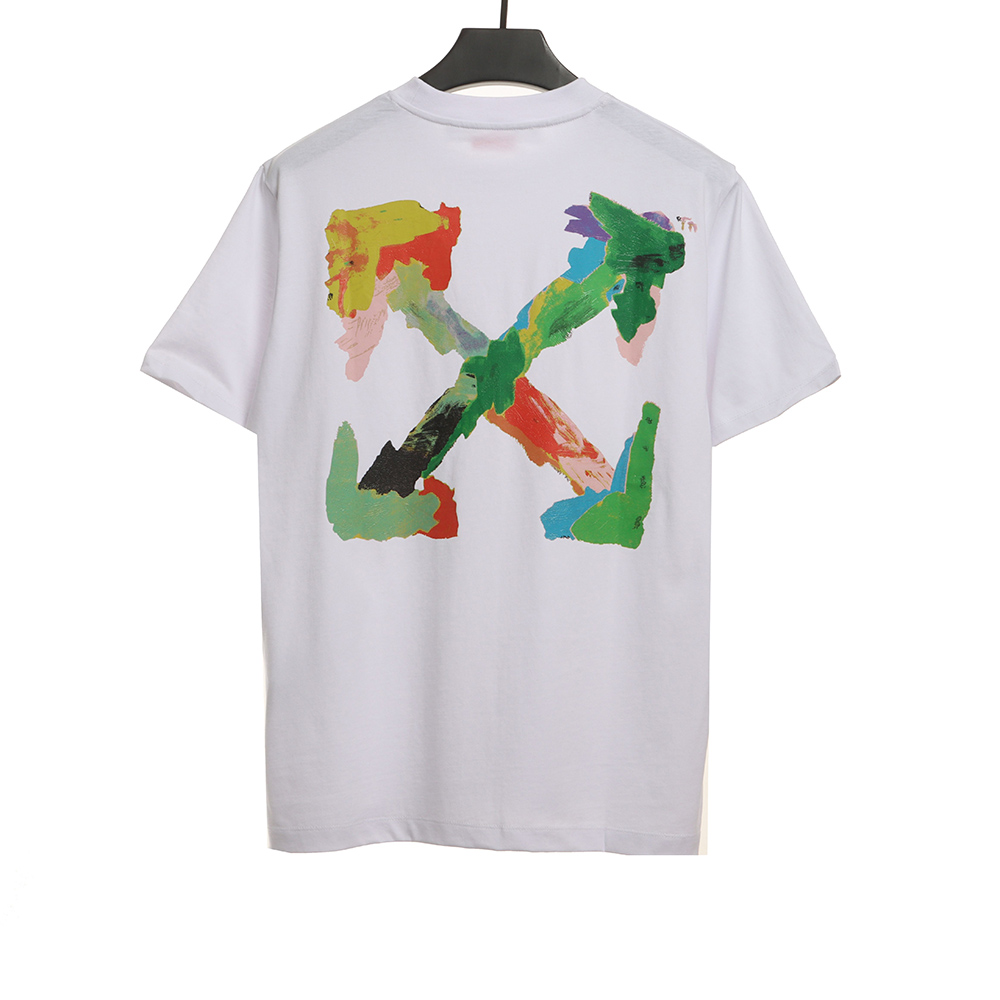 Off White eco-friendly ink hand-painted colorful graffiti short sleeves