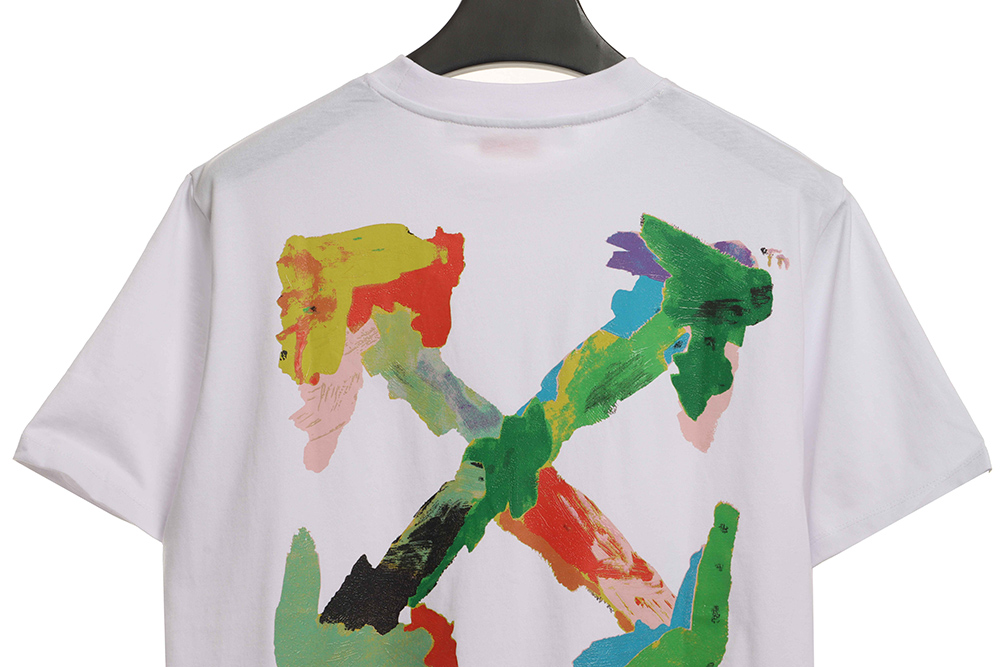 Off White eco-friendly ink hand-painted colorful graffiti short sleeves