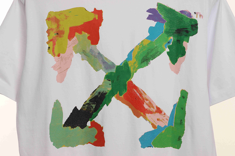 Off White eco-friendly ink hand-painted colorful graffiti short sleeves