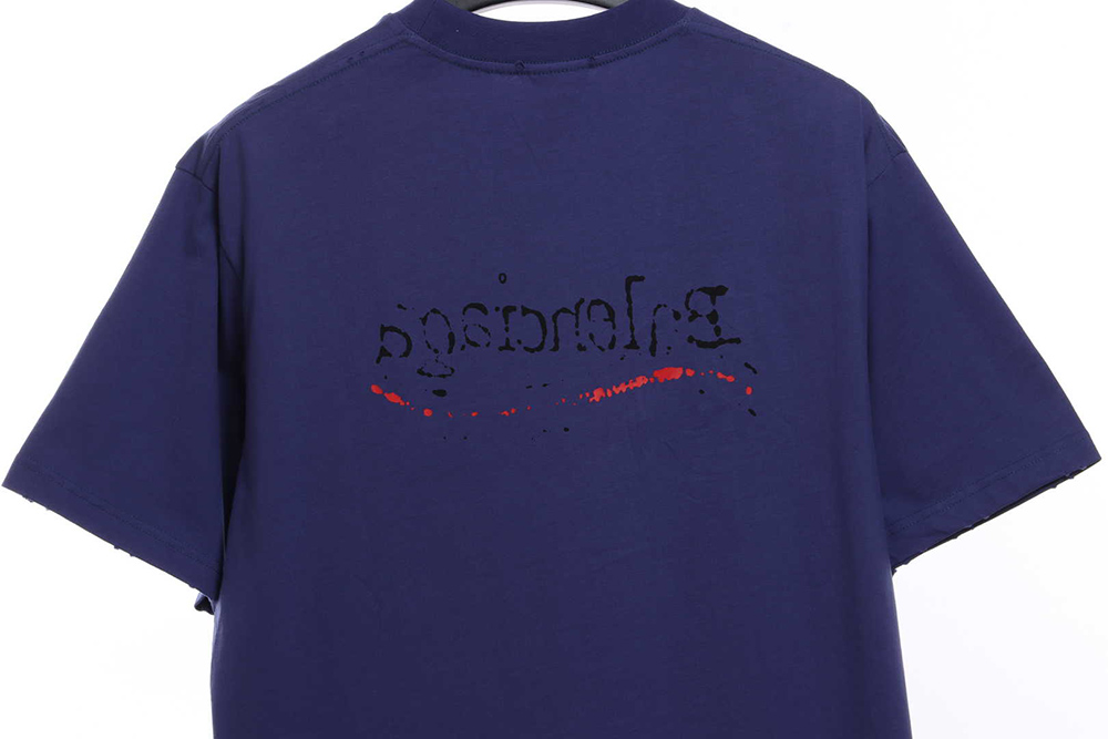 Ba*len*cia*ga front and rear cola graffiti print short sleeves