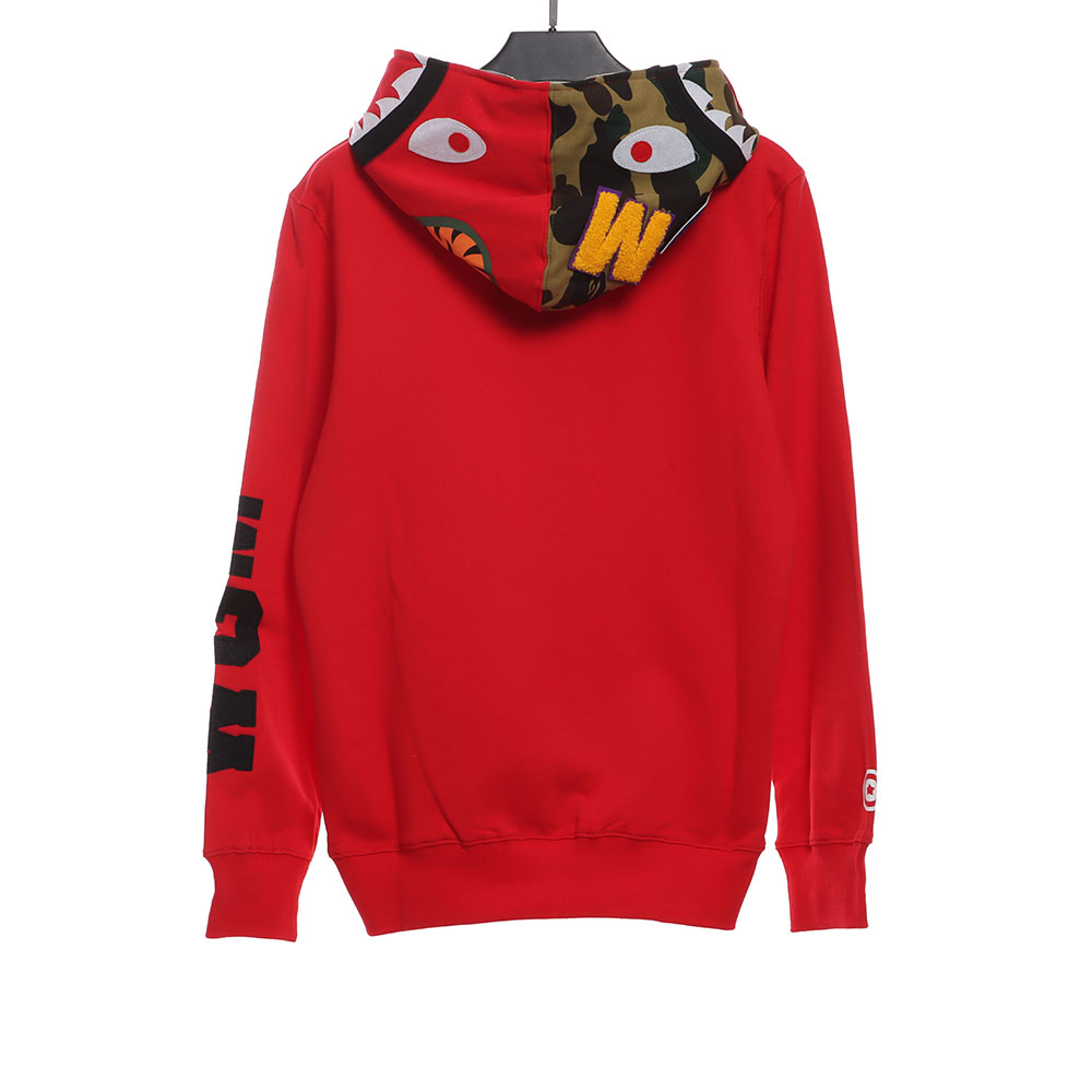 BAPE solid color patchwork camouflage shark hoodie