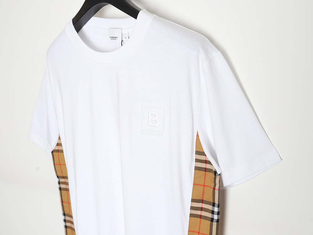 B**rry b logo embroidered plaid patchwork t-shirt