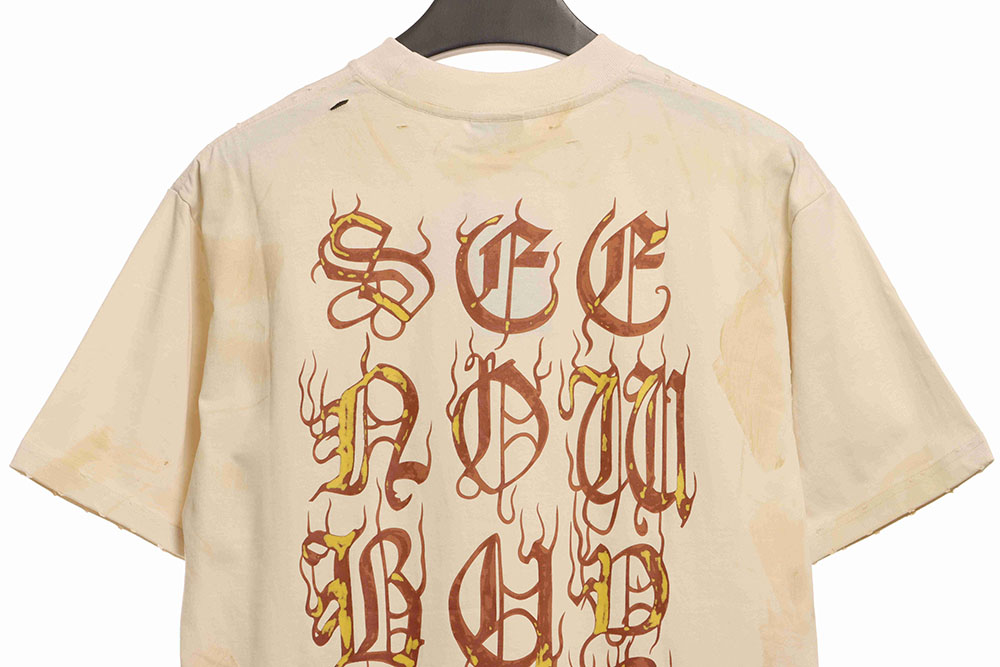 Ba*len*cia*ga distressed muddy sanskrit printed short sleeves tsk2