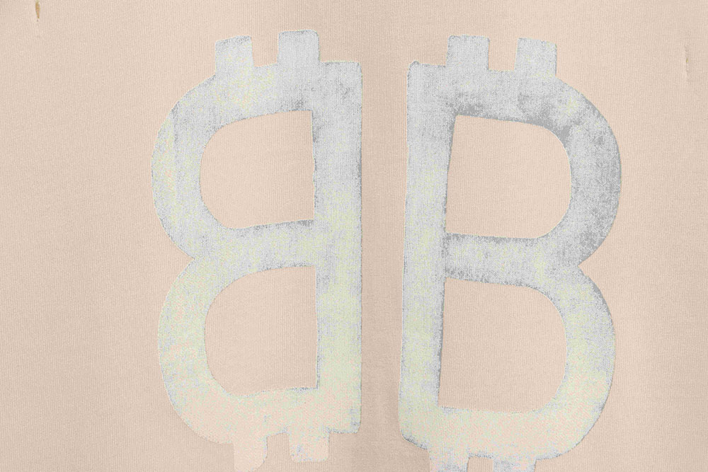 Ba*len*cia*ga distressed mud dyed double b printed short sleeves tsk1