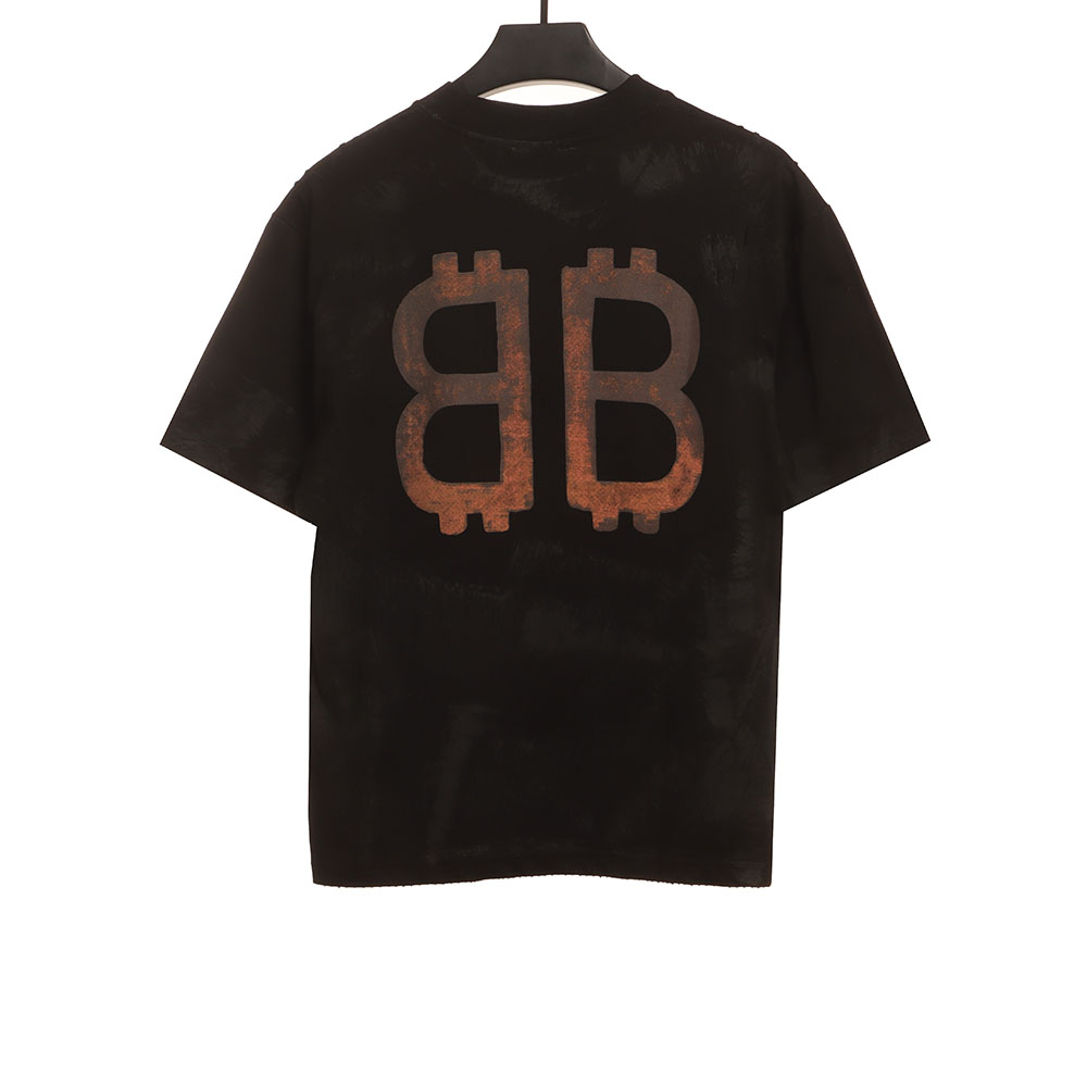 Ba*len*cia*ga distressed mud dyed double b printed short sleeves tsk2