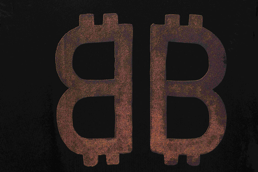 Ba*len*cia*ga distressed mud dyed double b printed short sleeves tsk2