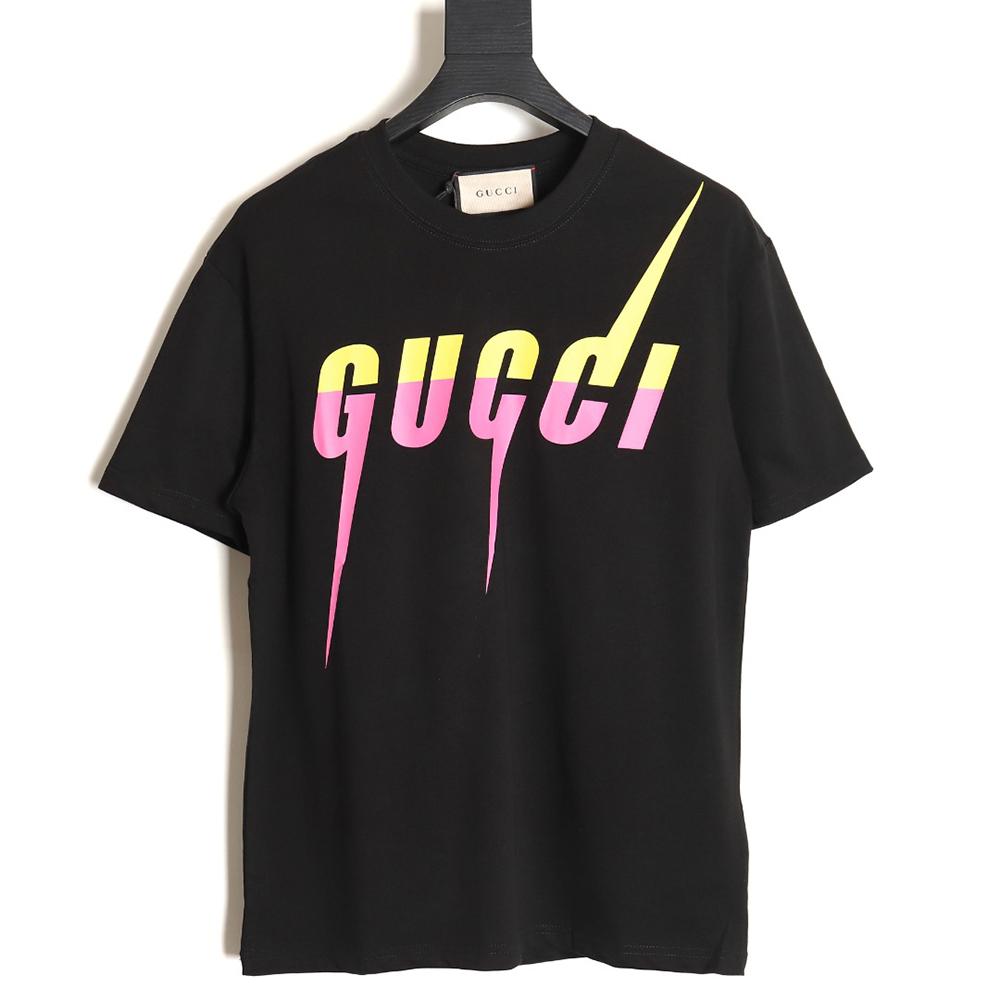 G*u*i limited edition lightning letter print short sleeves tsk1