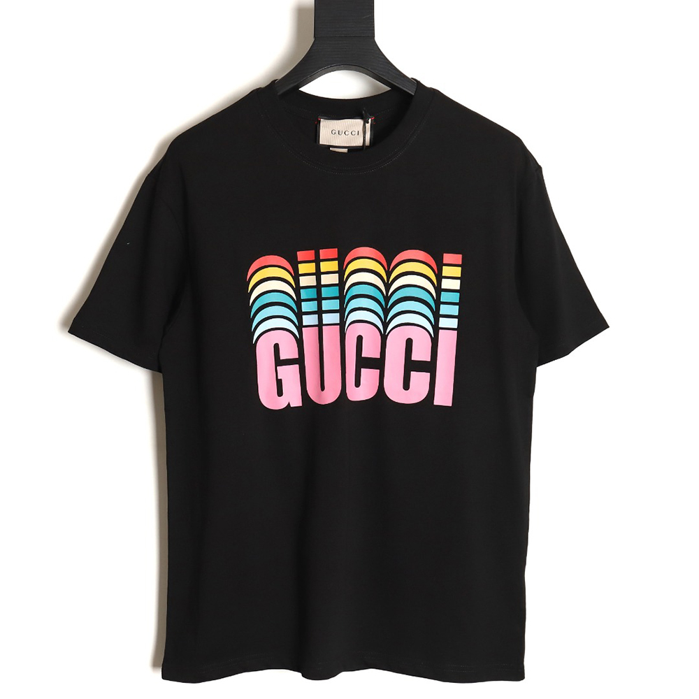 G*u*i classic rainbow logo wide t-shirt tsk1