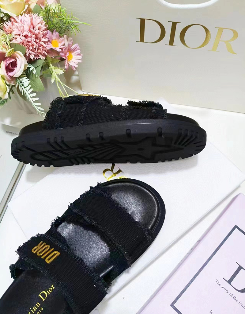 D*oract slide black fringed cotton canvas