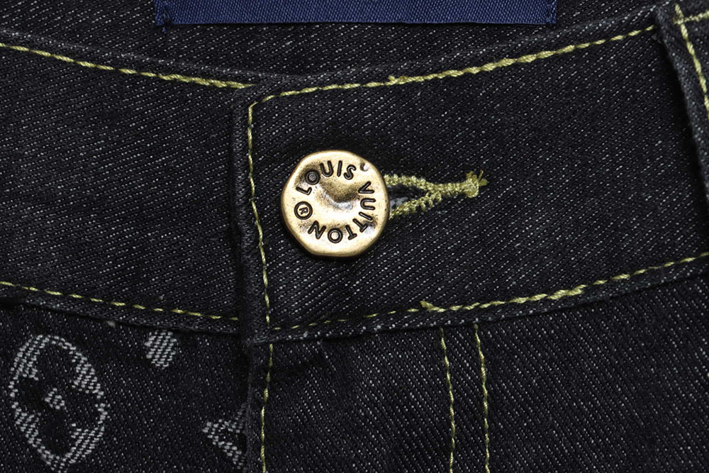 LV co-branded NIGO stitching contrasting color denim trousers
