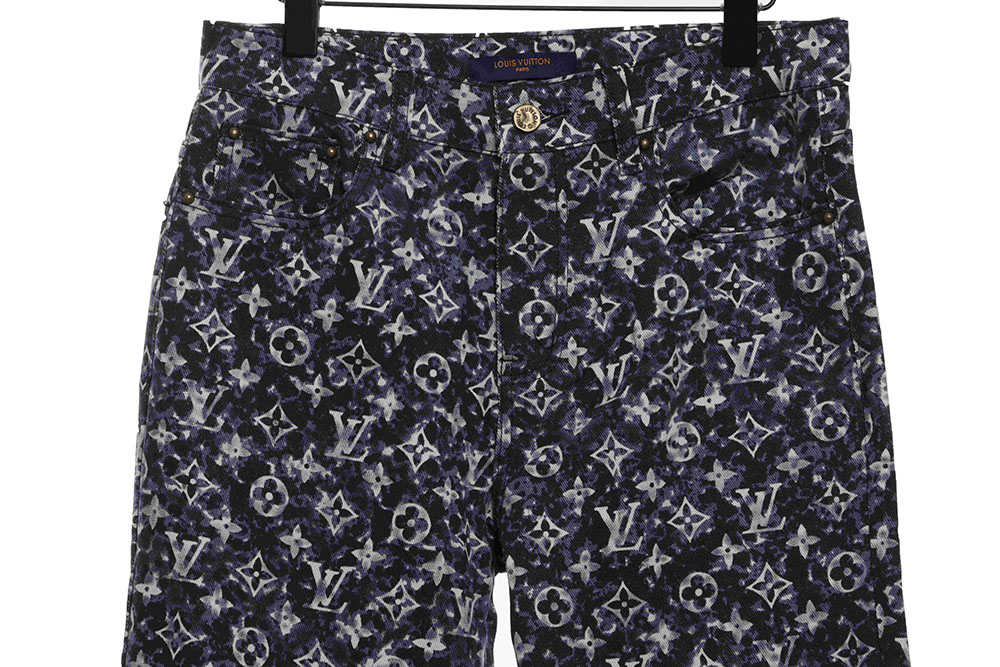 LV painted all-over tie-dye denim trousers