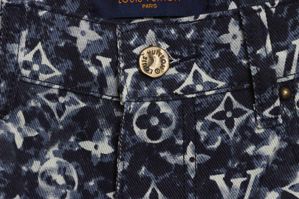 LV painted all-over tie-dye denim trousers