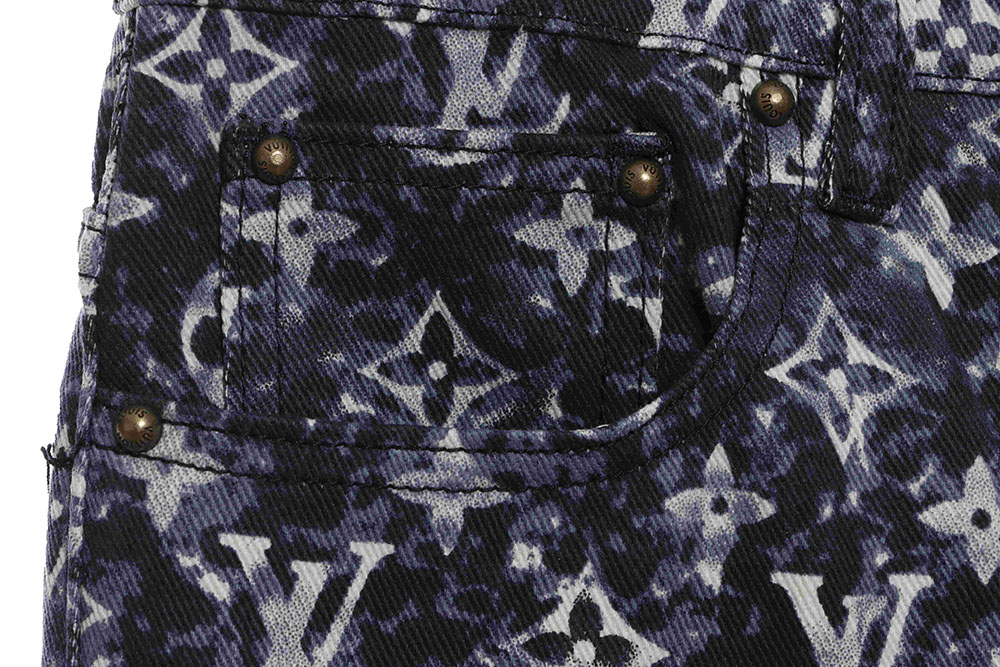 LV painted all-over tie-dye denim trousers