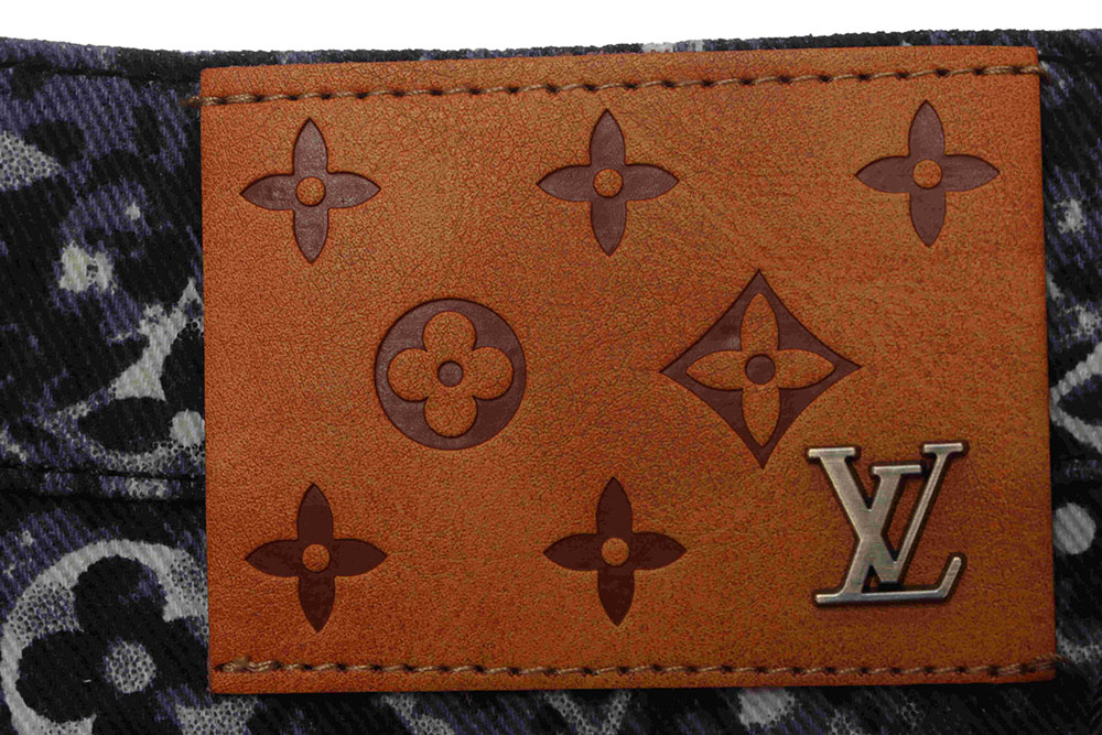 LV painted all-over tie-dye denim trousers