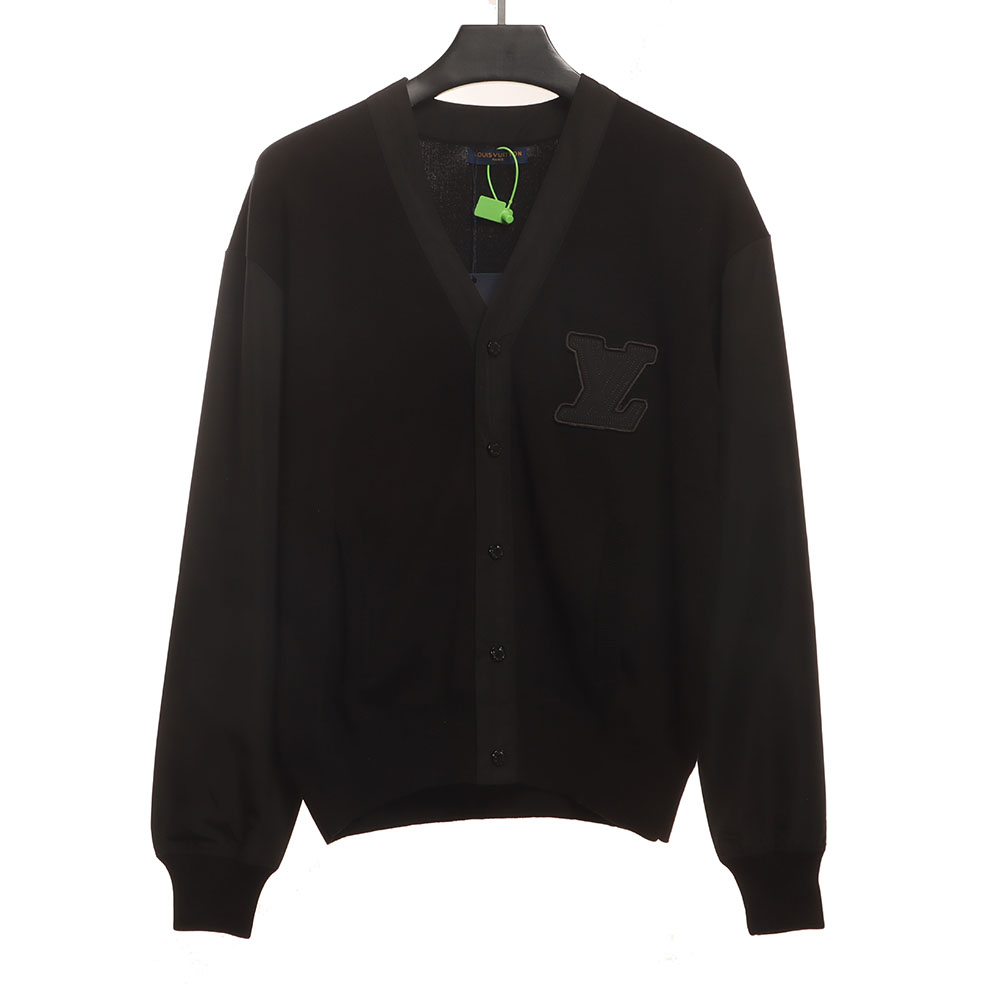 LV monogram embroidered patchwork cardigan