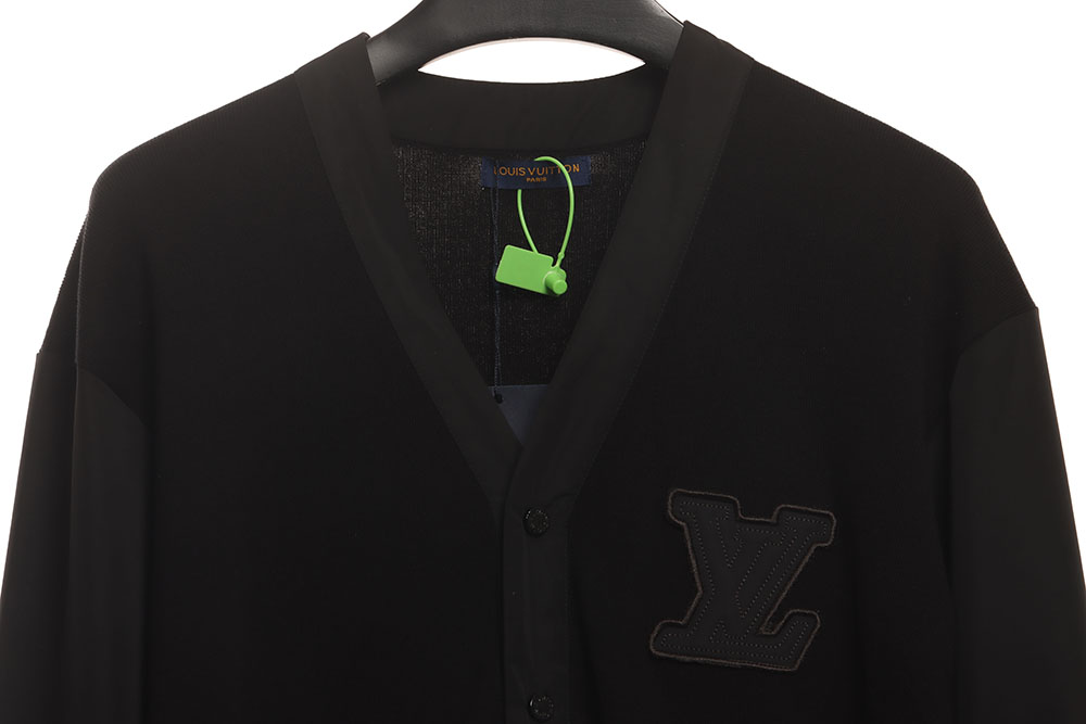 LV monogram embroidered patchwork cardigan