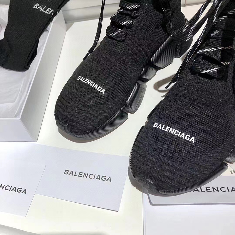 Ba*len*cia*ga speed 2.0 lace-up trainers in black recycled knit