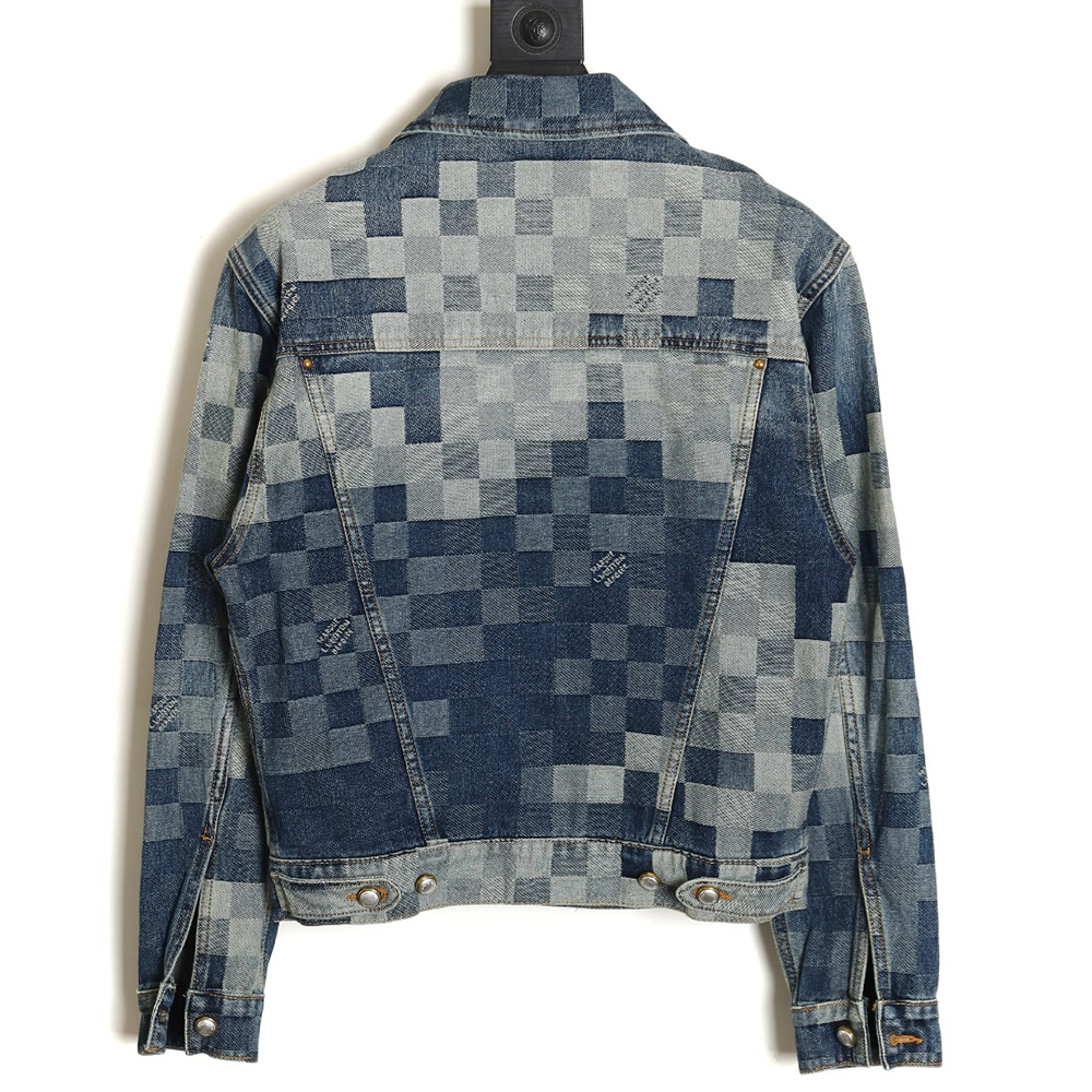 l0*is V*t0n 24ss mosaic checkerboard denim jacket