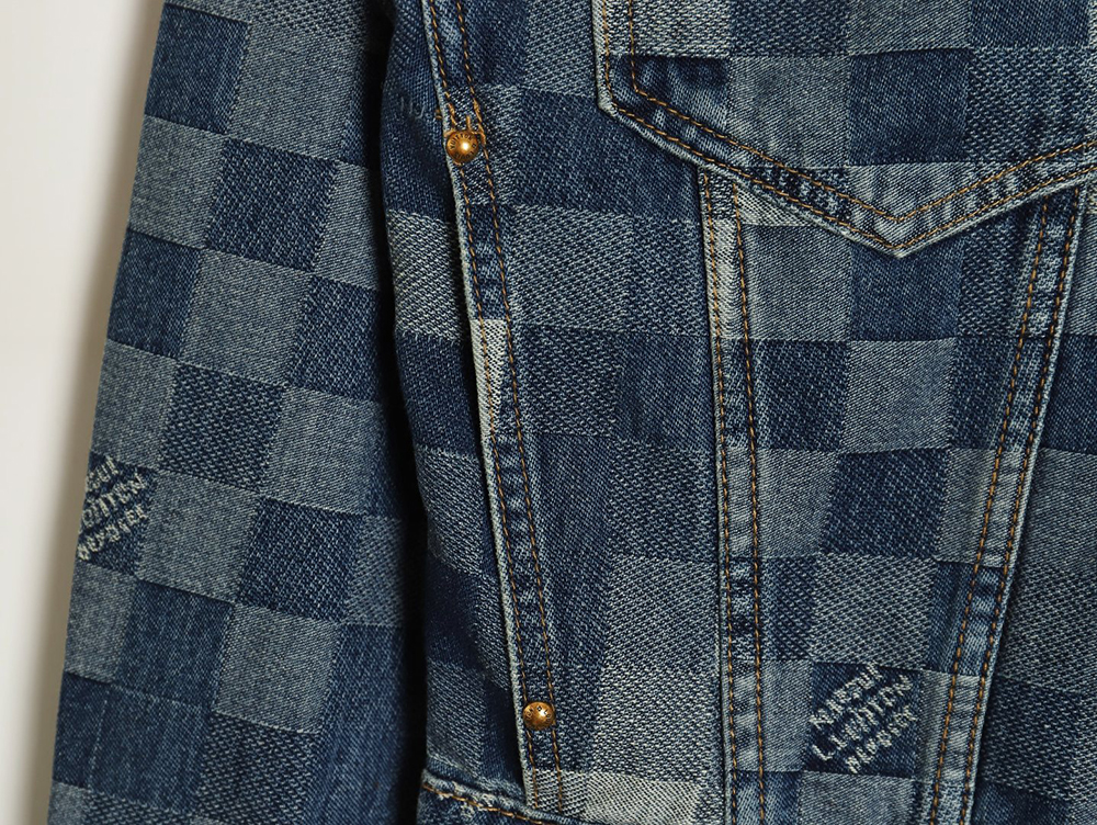 l0*is V*t0n 24ss mosaic checkerboard denim jacket