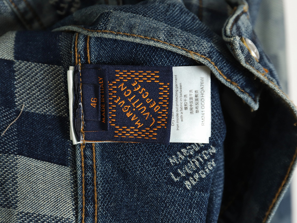 l0*is V*t0n 24ss mosaic checkerboard denim jacket