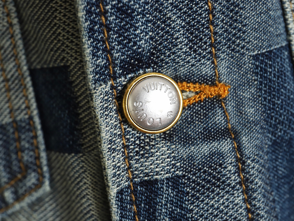 l0*is V*t0n 24ss mosaic checkerboard denim jacket