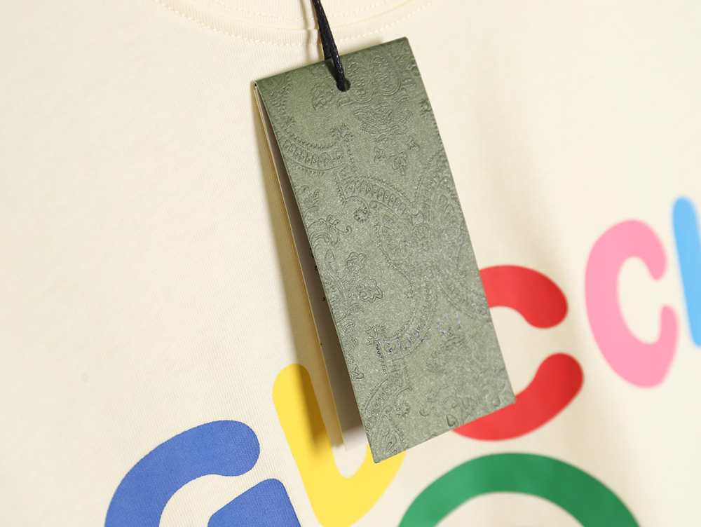 G*u*i 24ss rainbow letter print short sleeves