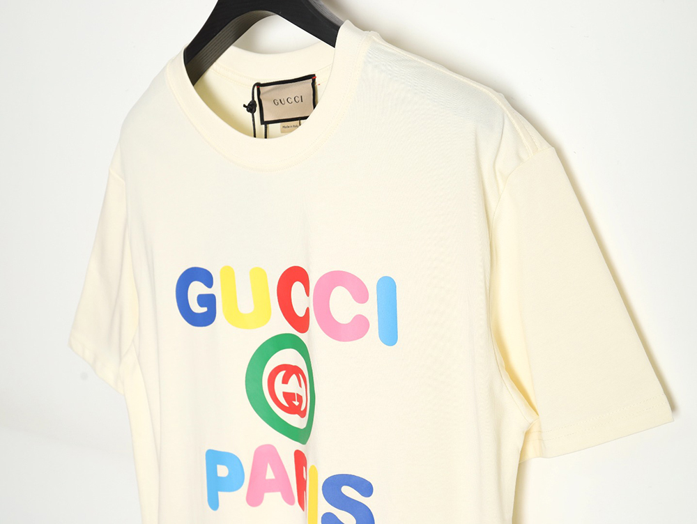 G*u*i 24ss rainbow letter print short sleeves
