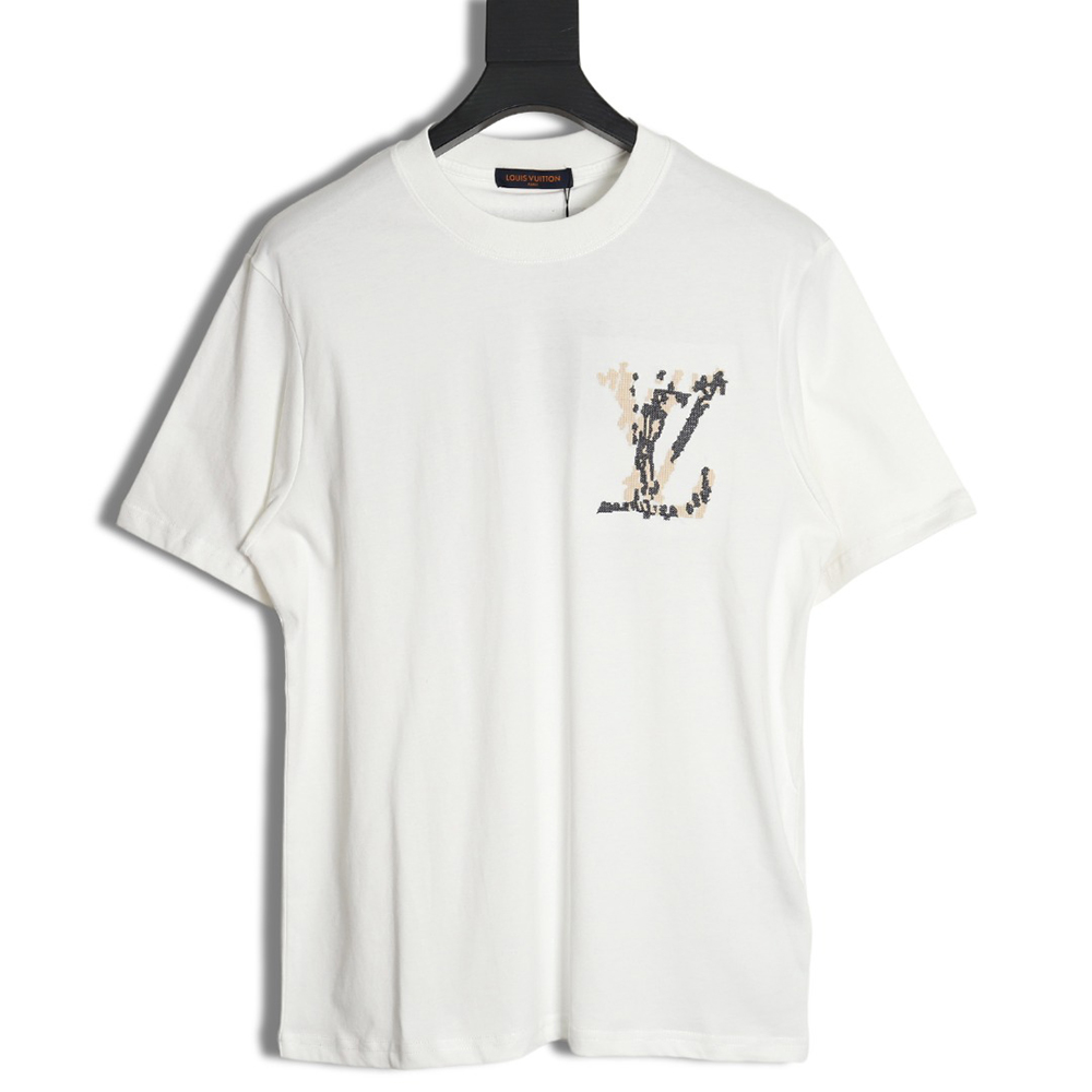 l0*is V*t0n cross-stitch monogram short-sleeve
