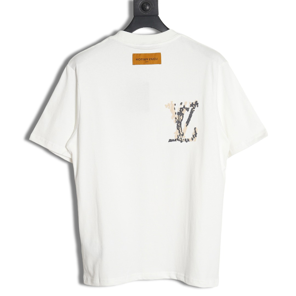 l0*is V*t0n cross-stitch monogram short-sleeve