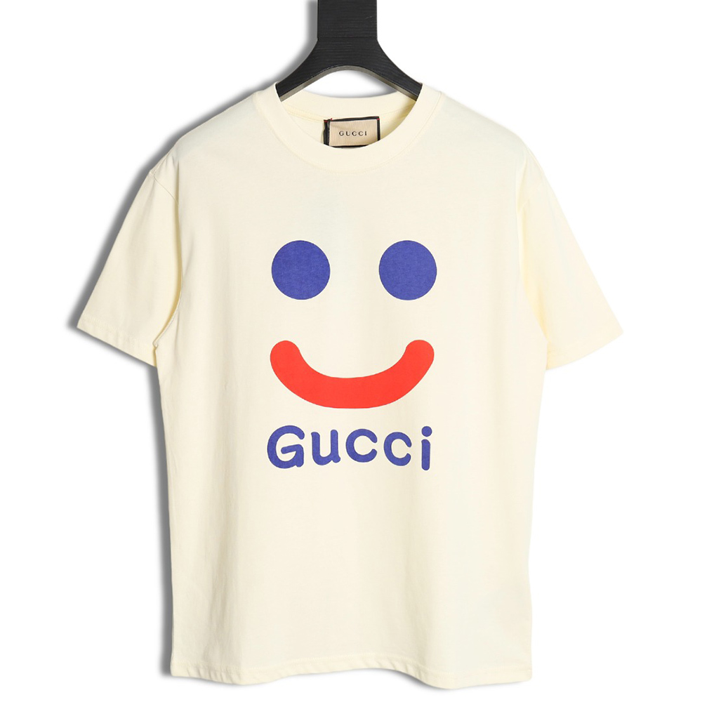 G*u*i smiley print crew neck short sleeves