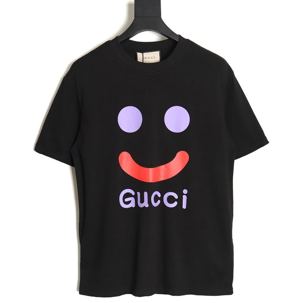 G*u*i smiley print crew neck short sleeves