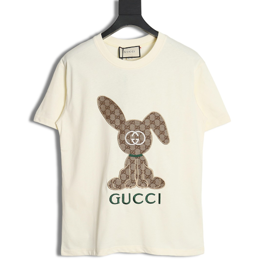 G*u*i 23ss presbyopia rabbit patch embroidered short sleeves
