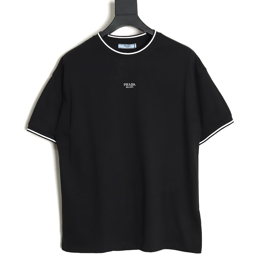Pra*a 24ss embroidered lettering short sleeves