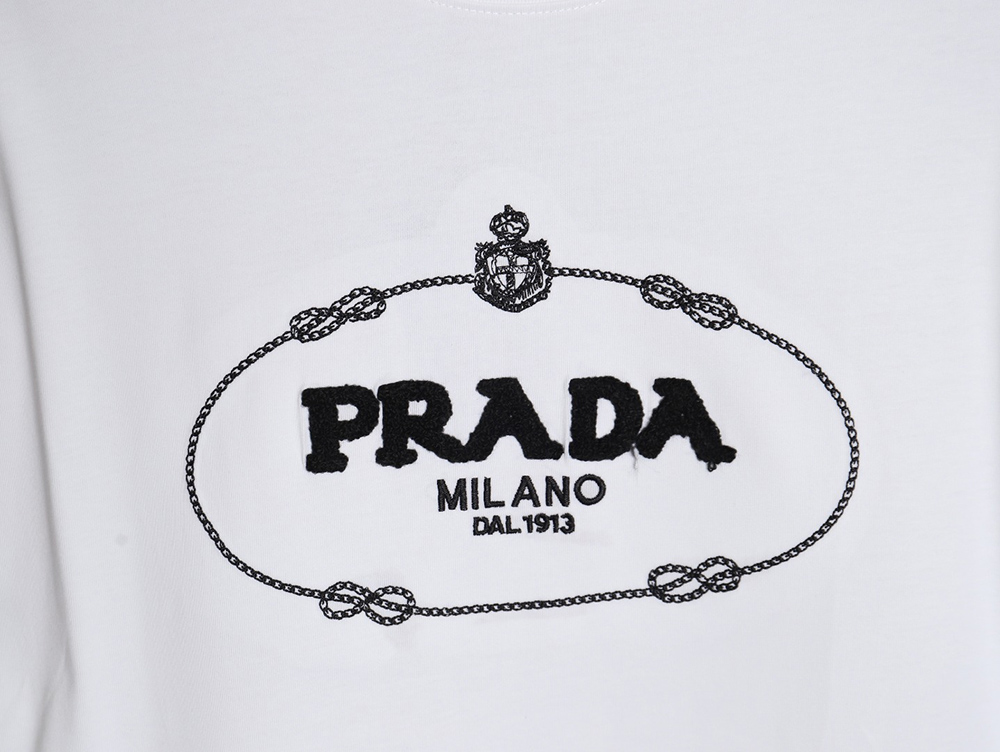 Pra*a 24ss toothbrush embroidered letter logo short sleeves