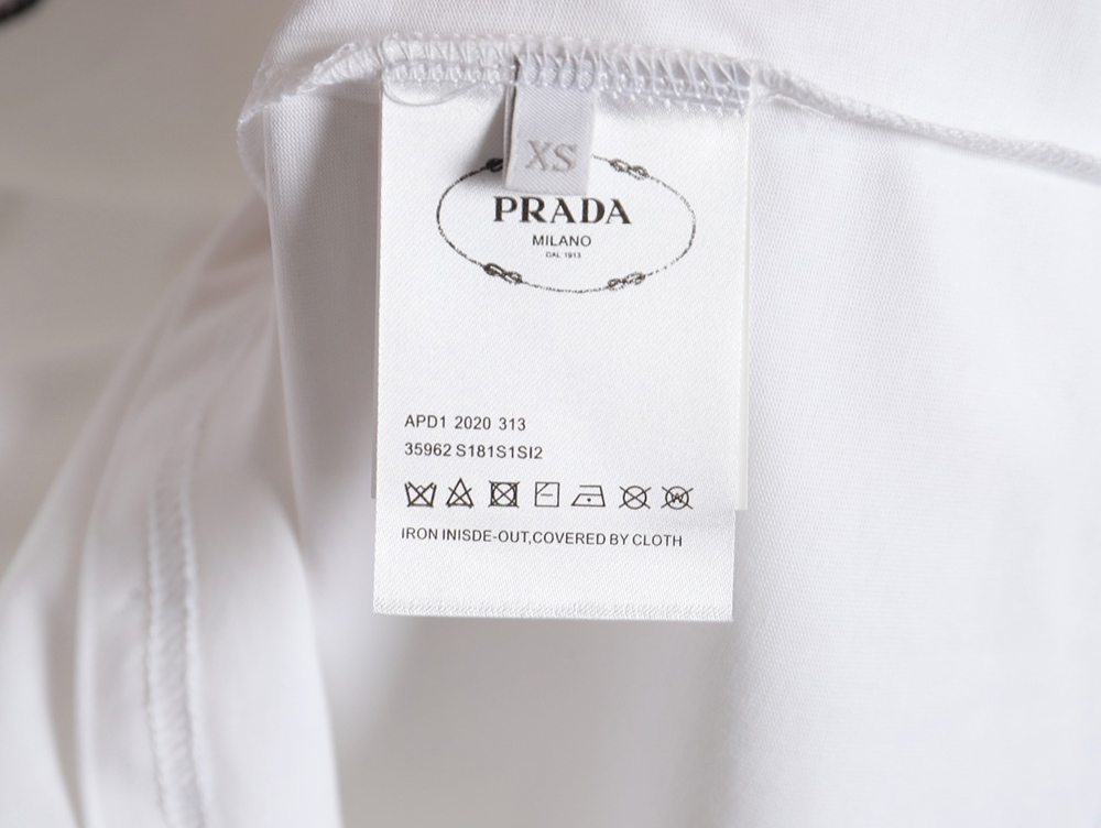 Pra*a 24ss toothbrush embroidered letter logo short sleeves