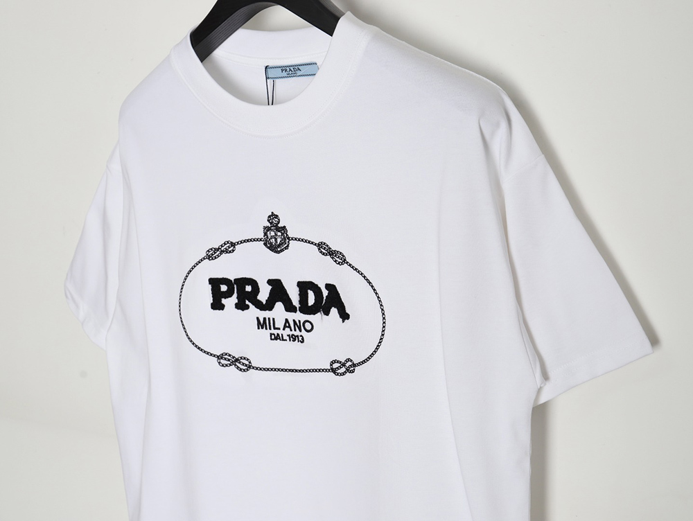 Pra*a 24ss toothbrush embroidered letter logo short sleeves